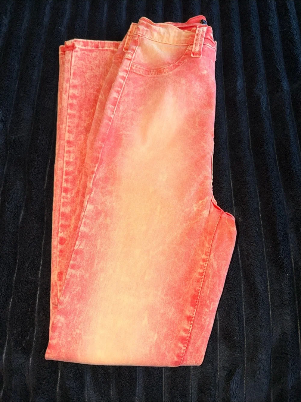 Fashion Nova Coral-Red Acid Wash High-Rise Jeans
